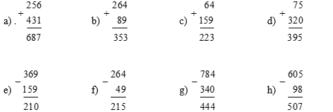 Đặt tính rồi tính a) 256 + 431 b) 264 + 89 (ảnh 1)