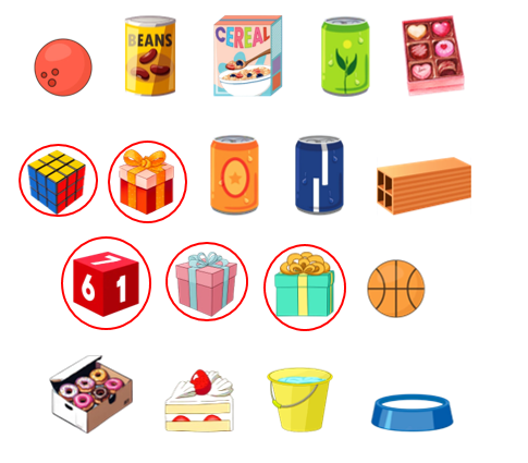 Khoanh tròn vào đồ vật có dạng khối lập phương (ảnh 2)