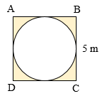 Cho hình vẽ sau: Cho hình vẽ sau:      Diện tích phần tô màu là: A. 5,635 m2	B. 5,455 m2	C. 5,375 m2	D. 5,85 m2 (ảnh 1)