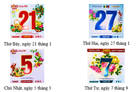 Quan sát tờ lịch rồi điền vào chỗ chấm Thứ ……, ngày …… tháng …… (ảnh 2)