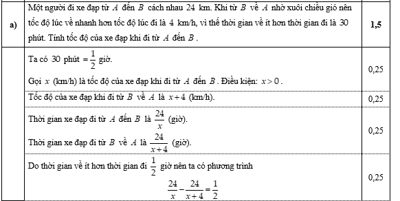 a)&nbsp;&nbsp; Một người đi xe đạp từ \(A\) đến \(B\) c&aacute;ch nhau (ảnh 1)