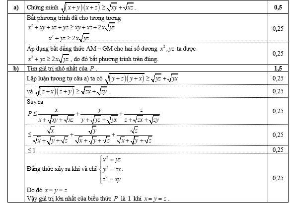 Cho \(x,y,z\) l&agrave; c&aacute;c số thực dương. (ảnh 1)