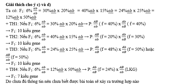 Ở một loài thực vật, allele A quy định thân cao trội hoàn toàn so với allele a quy định thân thấp, allele B quy định quả đỏ trội hoàn toàn so với allele b quy định quả vàng.  (ảnh 1)