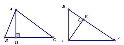 Hãy vẽ đường cao AH của hình tam giác ABC trong mỗi trường hợp sau: (ảnh 1)