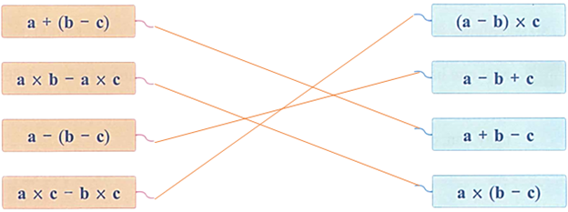 Với a = 10, b = 6, c = 2, nối hai biểu thức có giá trị bằng nhau. (ảnh 2)