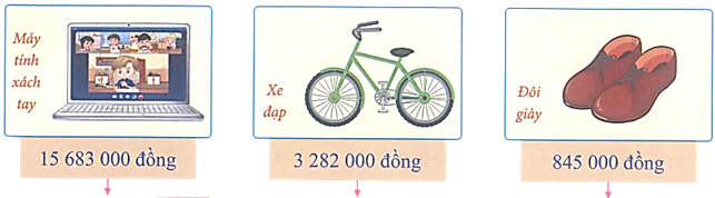 Làm tròn giá của các mặt hàng dưới đây đến hàng trăm nghìn: (ảnh 1)