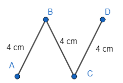 Quan s&aacute;t h&igrave;nh vẽ dưới đ&acirc;y cho biết:   a) Đường gấp kh&uacute;c ABCD gồm mấy đoạn thẳng? b) Độ d&agrave;i đường gấp kh&uacute;c ABCD d&agrave;i bao nhi&ecirc;u xăng &ndash; ti &ndash; m&eacute;t? (ảnh 1)