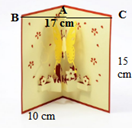 Trong hình bên, tấm thiệp được mở gợi nên hình ảnh của một góc nhị diện. Ta gọi số đo góc nhị diện đó là độ mở của tấm thiệp, tính (gần đúng) độ mở của tấm thiệp. (ảnh 1)
