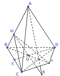 Cho tứ diện ABCD. Lấy điểm M trên cạnh AB sao cho AM = 2MB. Gọi G là trọng tâm tam giác BCD và I là trung điểm của CD, H là điểm đối xứng của G qua I.  a) Chứng minh GD // (MCH). (ảnh 1)