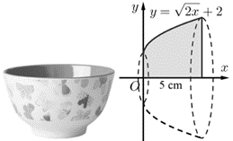 Tính thể tích chứa được (dung tích) của một cái chén (bát), biết phần trong của nó có dạng khối tròn xoay được tạo th (ảnh 1)