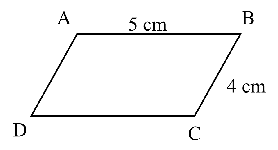 Độ dài cạnh DC là: A. 5 cm B. 4 cm C. 9 cm D. 1 cm (ảnh 1)