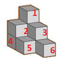 Hình vẽ bên được ghép bởi bao nhiêu khối lập phương?   A. 7	B. 8	C. 9	D. 10 (ảnh 2)