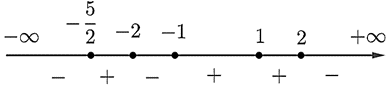Tổng bình phương tất cả các nghiệm nguyên của bất phương trình \(\frac{{\left( {{x^2} - 1} \right)\left( {2{x^2} + 3x - 5} \right)}}{{4 - {x^2}}} \ge 0\) bằng: 	A. 5.	B. 2.	C. 0.	D. 1. (ảnh 1)