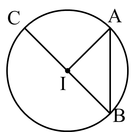 Đường kính của hình tròn tâm I là: A. IC B. AB C. BC D. IA (ảnh 1)