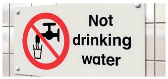 What does this sign mean? A. Water for cooking. B. Free water here. C. Water for gardening only. D. Do not drink this water. (ảnh 1)