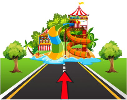 _____ - How do I get to the water park? - Go straight. Then, turn left. (ảnh 1)