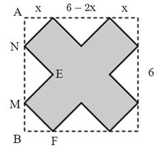 Từ hình vuông có cạnh bằng \[6\], người ta cắt bỏ các tam giác vuông cân tạo thành hình tô đậm như hình vẽ bên. Sau đó người ta gập thành hình hộp chữ nhật không nắp. Thể tích lớn nhất của khối hộp bằng:  (ảnh 2)