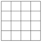 Xét một bảng ô vuông 4 × 4 như hình vẽ bên. Người ta điền vào mỗi ô vuông đó một trong hai số 1 hoặc –1 sao cho tổng các số trong mỗi hàng hoặc mỗi cột đều bằng 0. Hỏi có bao nhiêu cách điền? (ảnh 1)