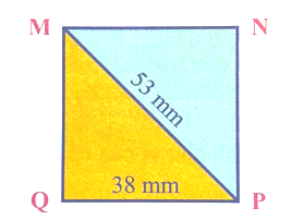 Chu vi của hình vuông MNPQ là:   	A. 76 mm	B. 81 mm	C. 152 mm	D. 129 mm (ảnh 1)