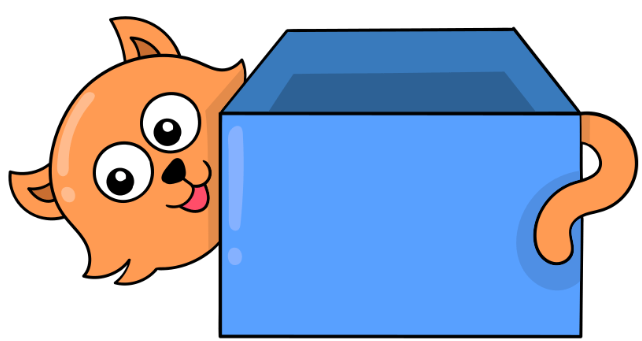 be_i_ _ behind  Trong hình là một con mèo ở phía sau cái hộp → Từ đầy đủ cần điền là “behind”. (ảnh 1)