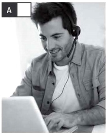 Task 1. Listen to five people talking about their jobs. Match the speakers (1-5) with the pictures (A-F). There is one extra picture that you should write (X). (ảnh 1)