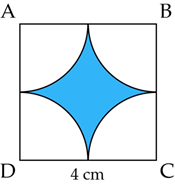 Cho hình vuông ABCD có cạnh 4cm. Tính diện tích phần tô đậm của hình vuông ABCD (xem hình vẽ) (ảnh 1)