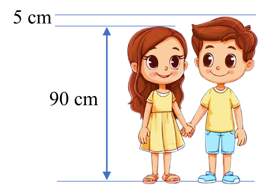 Lan cao 90 cm. Tuấn cao hơn Lan 5 cm. Hỏi Tuấn cao bao nhiêu xăng – ti – mét?   Phép tính: ………………………….. Trả lời: Tuấn cao …… cm (ảnh 1)