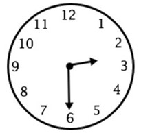 Đồng hồ chỉ mấy giờ?   	A. 14 giờ		B. 2 giờ 30 phút	 	C. 6 giờ 3 phút		D. 6 giờ 15 phút (ảnh 1)