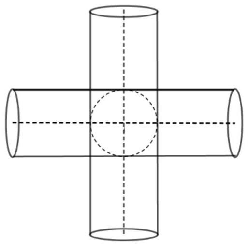 Người ta dùng máy đào hầm (TBM) để đào hai đường hầm hình trụ tròn xoay đường kính \(12m\), mỗi đường hầm đều có chiều dài bằng \(20m\), có hai trục cắt nhau và vuông góc với nhau. Tính thể tích khối đất đào được. (ảnh 1)