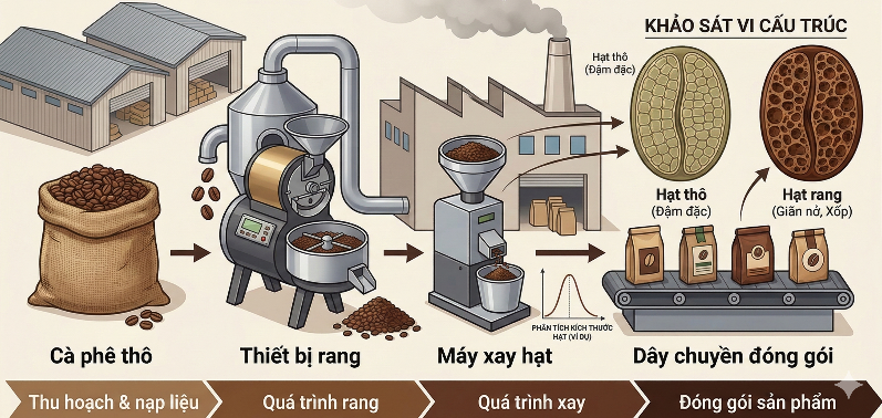 Một cơ sở rang xay cà phê để sản xuất và đóng gói cà phê thành phẩm. Mỗi tháng cơ sở nhập về 300 kg cà phê vối và 240 kg cà phê chè để làm nguyên liệu. (ảnh 1)