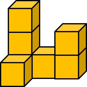 Trong c&aacute;c h&igrave;nh dưới đ&acirc;y được gh&eacute;p bởi h&igrave;nh lập phương c&oacute; thể t&iacute;ch 1 cm3,  h&igrave;nh c&oacute; thể t&iacute;ch lớn nhất l&agrave;:  (ảnh 3)