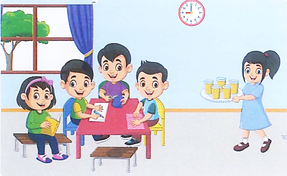 Các bạn đến nhà chơi. Hà lấy từ trong tủ lạnh chai nước chứa 1 500 ml nước cam và rót đầy 5 cốc loại 250 ml mời các bạn. Hỏi trong chai còn lại bao nhiêu mi-li-lít nước cam? (ảnh 1)