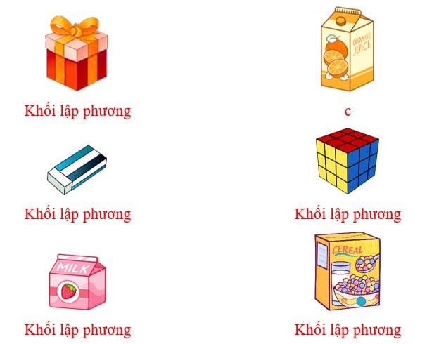 Điền tên khối thích hợp ứng với mỗi đồ vật. (ảnh 2)