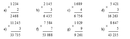 Đặt tính rồi tính  a) 1 234 × 2       (ảnh 1)