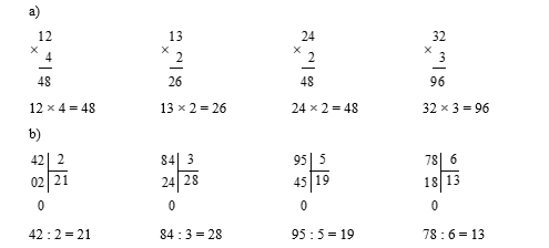 Thực hiện ph&eacute;p t&iacute;nh bằng c&aacute;ch đặt t&iacute;nh:  a) 12 &times; 4 (ảnh 1)