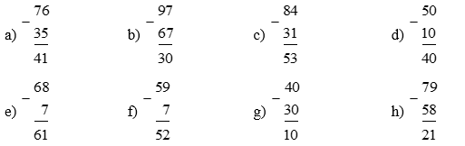 Đặt tính rồi tính    a) 76 – 35        (ảnh 1)