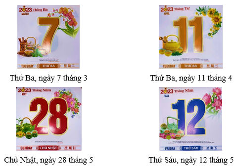 Quan sát tờ lịch rồi điền vào chỗ chấm     Thứ ……, ngày …… tháng …… (ảnh 5)