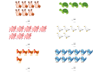 Viết hỗn số chỉ số hàng con vật có trong hình vẽ: (ảnh 1)