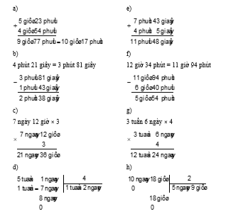 Đặt tính rồi tính  a) 5 giờ 23 phút + 4 giờ 54 phút (ảnh 1)