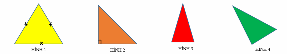 Trong các hình sau, hình nào là tam giác đều ? (ảnh 1)