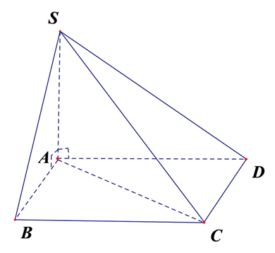 Cho hình chóp S.ABCD có đáy ABCD là hình vuông cạnh a. Biết SA vuông góc (ABCD) và SA = a căn bậc hai của 3 . Thể tích khối chóp S.ABCD là (ảnh 1)