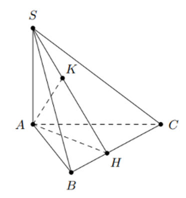 Cho hình chóp S.ABC có đáy ABC là tam giác vuông tại \(A\), biết (ảnh 1)