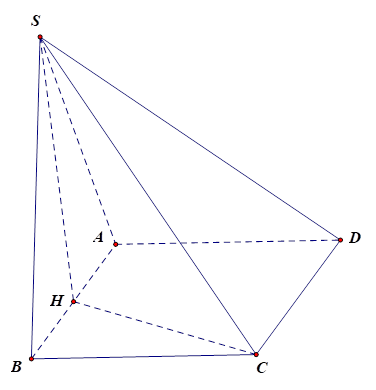 Cho hình chóp S.ABCD có đáy ABCD là hình vuông cạnh bằng 1. Hình chiếu vuông góc của S trên mặt phẳng (ABCD) là trung điểm H của cạnh AB, góc giữa SC và mặt đáy bằng 30 độ. Tính thể tích V của khối chóp S.ABCD (ảnh 1)