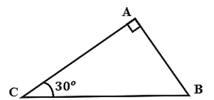 Cho tam giác ABC vuông ở A, góc C = 30 độ, BC = 10cm. Tính AB, AC (ảnh 1)