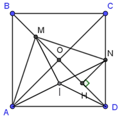 Cho h&igrave;nh vu&ocirc;ng ABCD. O l&agrave; giao điểm 2 đường ch&eacute;o AC v&agrave; BD. Gọi M, N (ảnh 1)