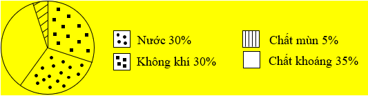 Biểu đồ dưới đây cho biết tỉ lệ phần trăm thành phần đất tốt cho cây trồng: (0,5 điểm) (ảnh 1)