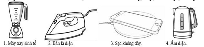 Trong các thiết bị điện ở hình dưới đây, nhóm thiết bị nào có ứng dụng hiện tượng cảm ứng điện từ? (ảnh 1)