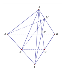 Cho hình chóp S.ABCD có đáy là hình thang ABCD (ảnh 1)