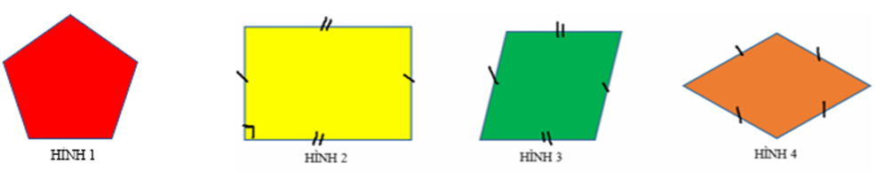 Trong các hình sau, hình nào là hình chữ nhật ? (ảnh 1)