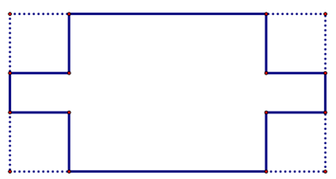 a)  Có một tấm bìa hình chữ nhật chiều rộng 8cm, chiều dài 16cm. Bạn Hoa cắt đi ở mỗi góc của tấm bìa một hình vuông cạnh 3cm như hình vẽ. Tính diện tích hình còn lại của tấm bìa đó. (ảnh 1)